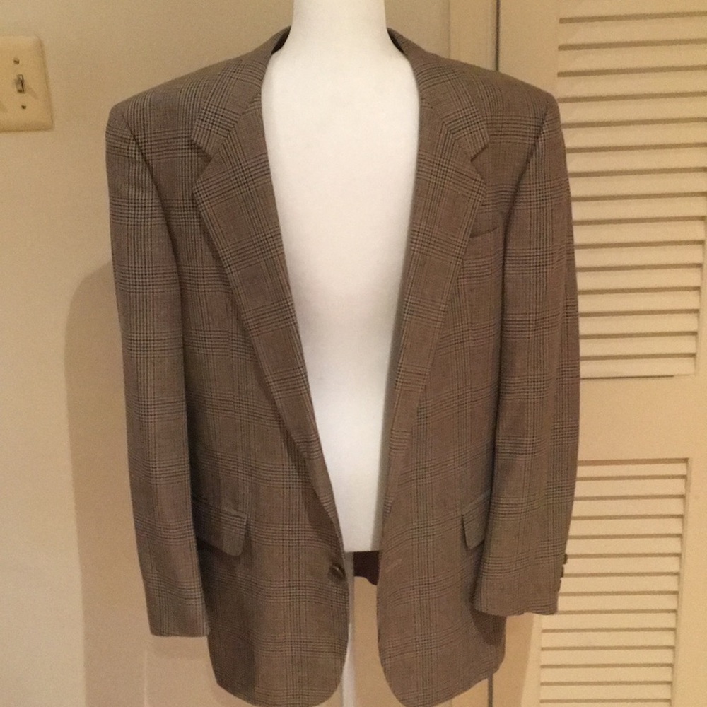 Men’s 40L wool silk blend plaid blazer